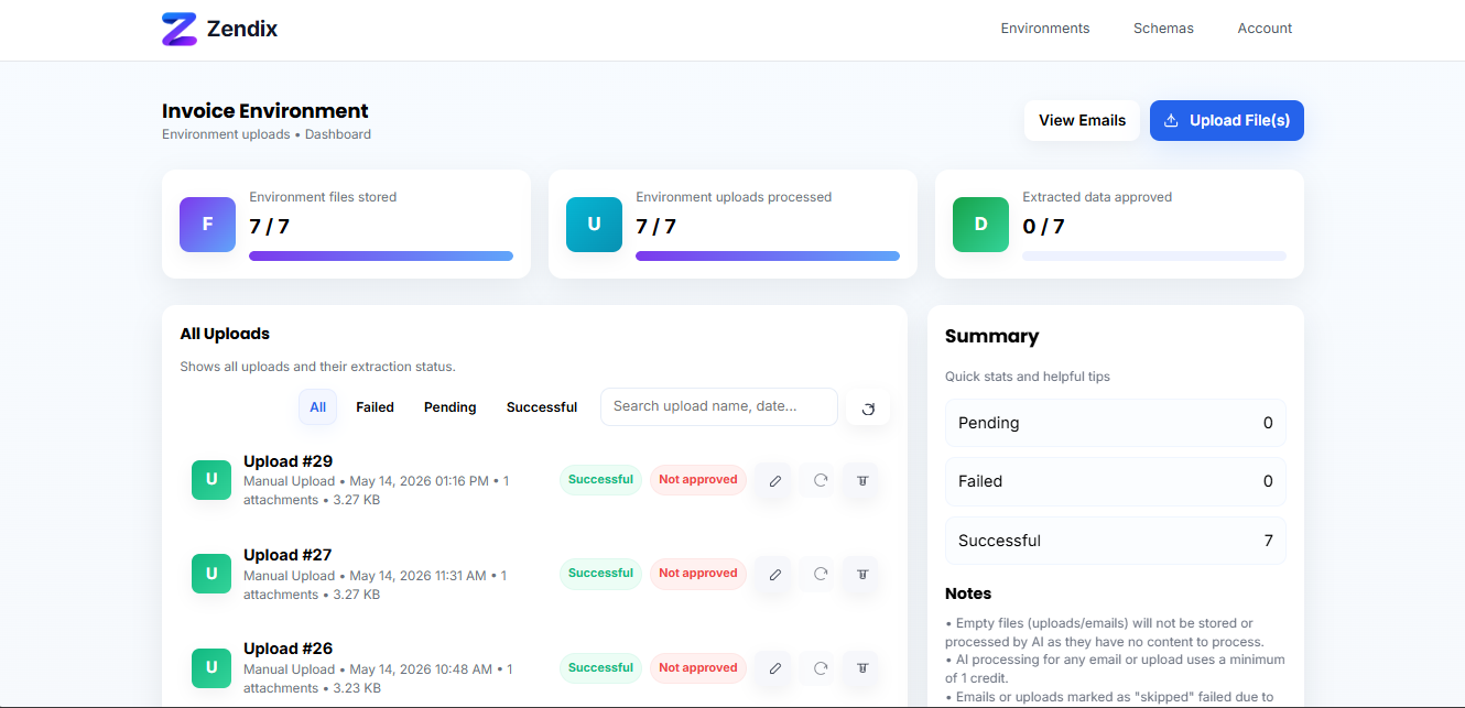 Zendix dashboard preview